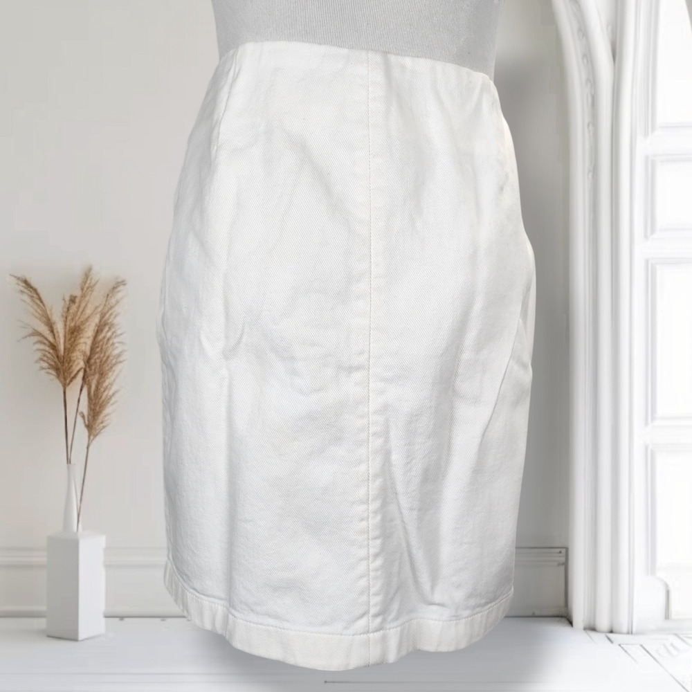 Celine 2004 Michael Kors Runway Crystal Beaded Zip White Denim Mini Skirt 40 - Picture 6 of 16